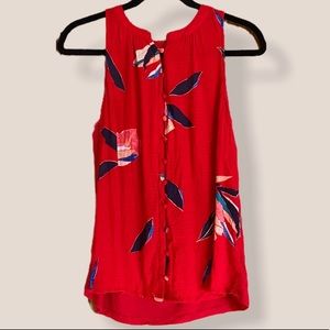 red button down tank top size medium